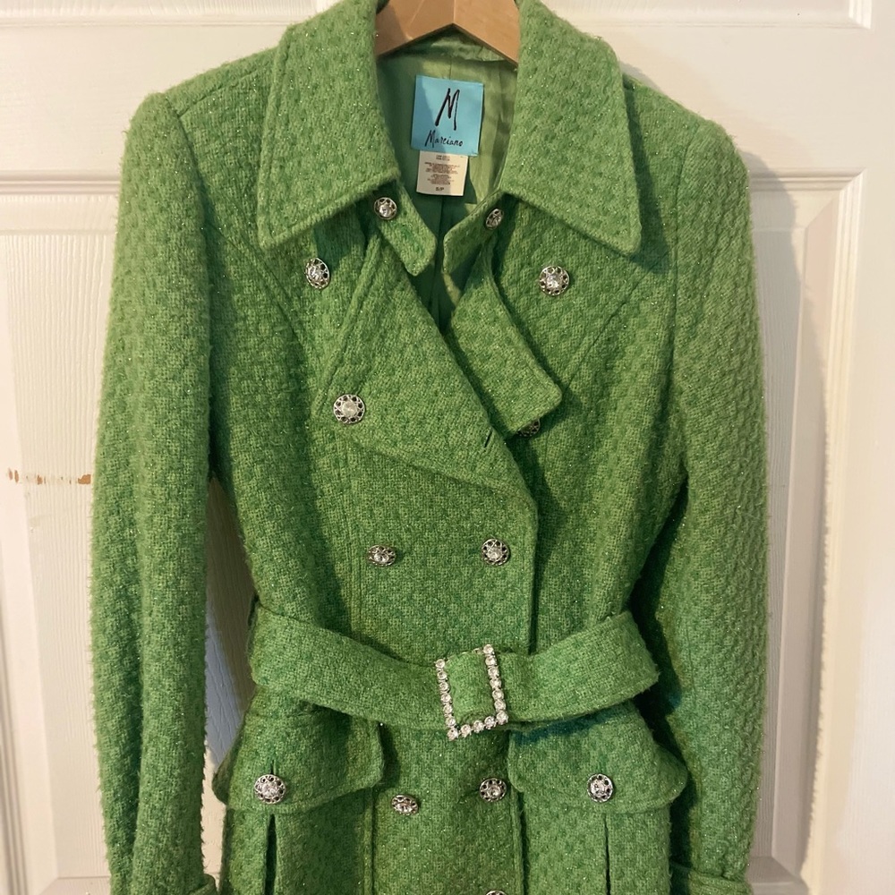 Marciano, Wool coat, Shimmery Thread with original rhinestones buttons. Size S/P